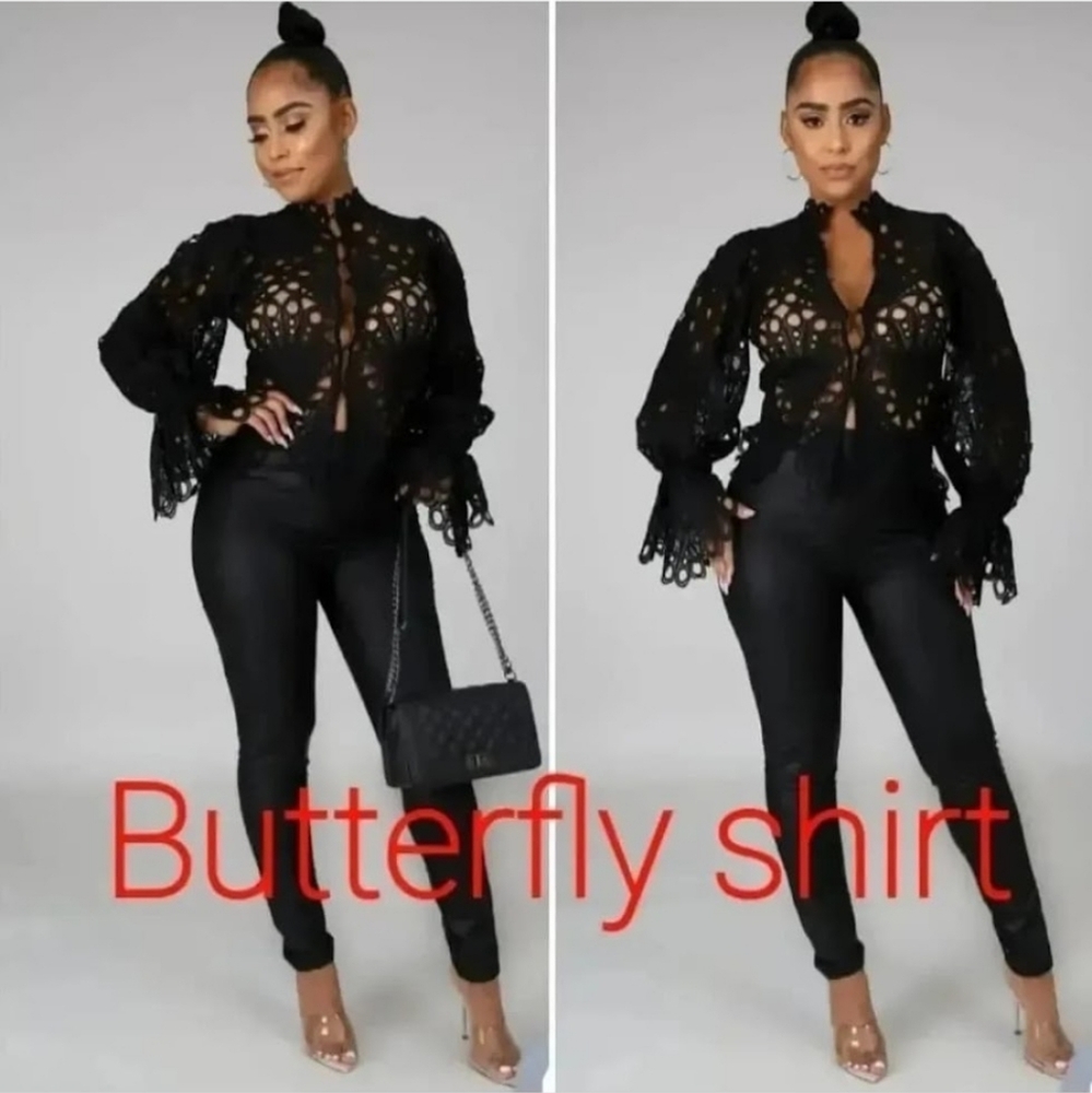 Nwot black shirt with holes